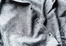 Close Up Of Men's Linen Shirt.
