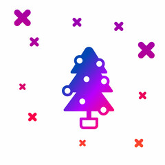 Poster - Color Christmas tree with decorations icon isolated on white background. Merry Christmas and Happy New Year. Gradient random dynamic shapes. Vector