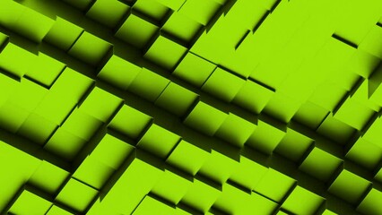 Poster - Surface of squares moving out in waves. Design. 3D surface with retractable squares. Smooth surface with moving 3d squares