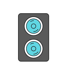 Canvas Print - Audio streaming service equipment icon. Speaker for loud listening to music or podcasts. Equipment for radio studio and sound reproduction. Cartoon flat vector illustration isolated white background