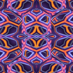 Poster - 3d rendering digital illustration of abstract geometric shape with neon colored gradient. Geometric background