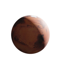 Wall Mural - high resolution planet mars of solar system with sun cast shadow 3d render isolated on white backgro