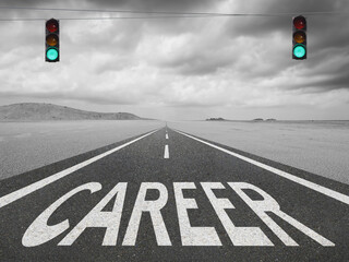 Wall Mural - Career word on highway background