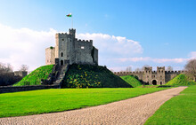 Cardiff Castle, South Glamorgan, Wales, Showing The Original Norman Motte And Bailey.