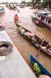Residents use traditional boat or speed boats to cross the river. Local people.