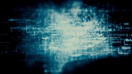 Leinwandbilder - Futuristic abstract de-focus Metaverse data matrix, meta, telemetry and encrypt numbers display with particles simulation in cyber space environment for HUD loop background