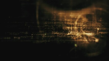 Leinwandbilder - Futuristic abstract de-focus Metaverse data matrix, meta, telemetry and encrypt numbers display with particles simulation in cyber space environment for HUD loop background
