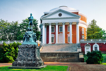 the university of virginia at charlottesville, virginia, usa. the rotunda building designed by thoma