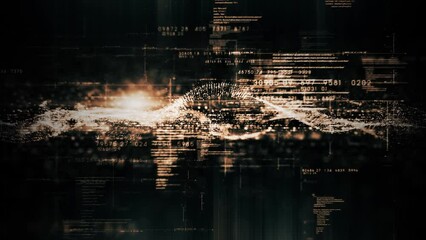 Leinwandbilder - Futuristic abstract de-focus Metaverse data matrix, meta, telemetry and encrypt numbers display with particles simulation in cyber space environment for HUD loop background