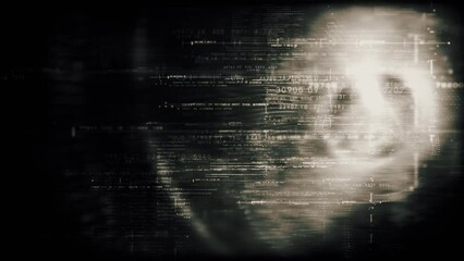 Leinwandbilder - Futuristic abstract de-focus Metaverse data matrix, meta, telemetry and encrypt numbers display with particles simulation in cyber space environment for HUD loop background