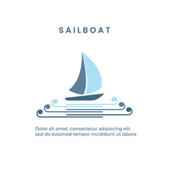 Modern simple sailboat logo design concept on the ocean