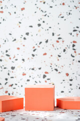 Aufkleber - peach geometric pedestal on terrazzo background with summer sunlight