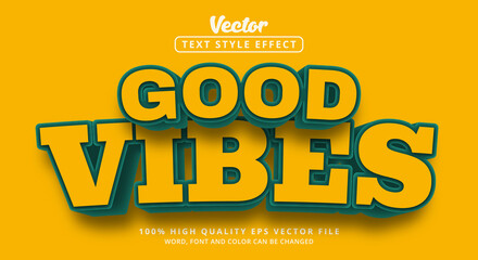 Poster - Editable text effect, Good Vibes text on yellow and blue color style and glossy style