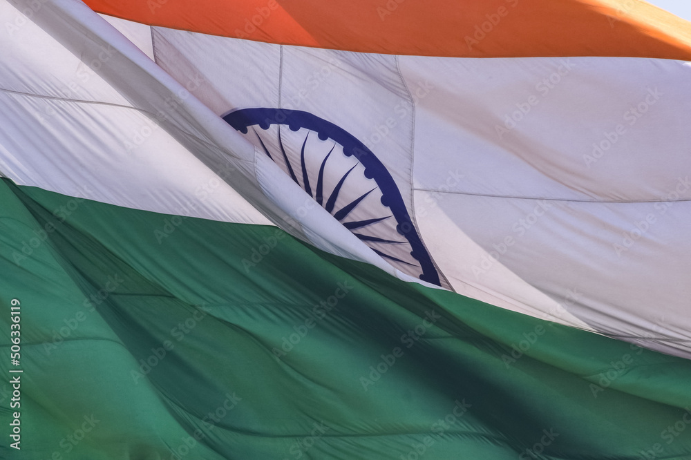 India flag flying high at Connaught Place with pride in blue sky, India ...