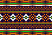 Geometric Ethnic Oriental Traditional Art Pattern.Figure Tribal Embroidery Style.Design For Background,wallpaper,clothing,wrapping,fabric,element,,vector Illustration.