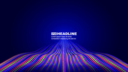 Poster - Colorful lines wave motion stretch into the distance and disappear abstract texture background