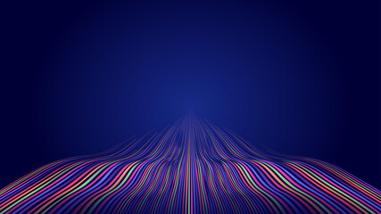 Poster - Colorful lines wave motion stretch into the distance and disappear abstract texture background
