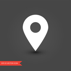 Poster - location pin marker. map pointer icon. white navigation symbol