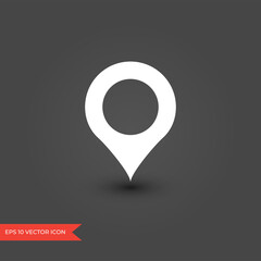Poster - location pin marker. map pointer icon. white navigation symbol