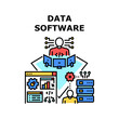 © vectorwin - Data Software Vector Icon Concept. Data Software Developing Programmer And Coding On Computer, It Worker And Technician Technology Development And Support. Server Performance Check Color Illustration