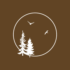 Wall Mural - forest pine trees logo icon vector template design
