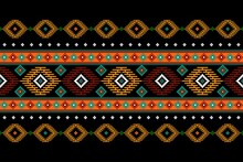Geometric Ethnic Oriental Seamless Pattern Traditional Design For Background,carpet,wallpaper.clothing,wrapping,Batik Fabric,Vector Illustration.embroidery Style - Sadu, Sadou, Sadow Or Sado