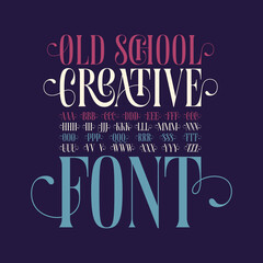 Wall Mural - Old school creative font with decorative side elements