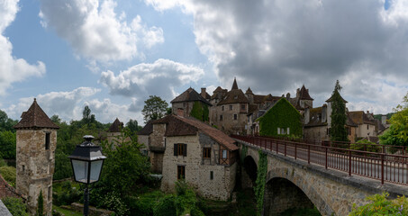 Sticker - panorama view of the picturesque historic village of Carennac in the Dordogne Valley