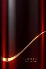 Wall Mural - Abstract red and black background with golden line