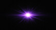 Shining purple star. Light Effect Bright Star, Christmas Star. Purple glowing light explodes.