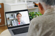 © Nattakorn - Asian senior woman grey hair 80-90s video call with doctor, telemedicine telehealth concept