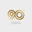 90 years anniversary logo design on white background for celebration event. Emblem of the 90th anniversary.