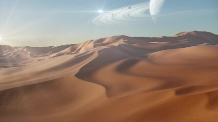 Wall Mural - planet and sand dunes in outer space