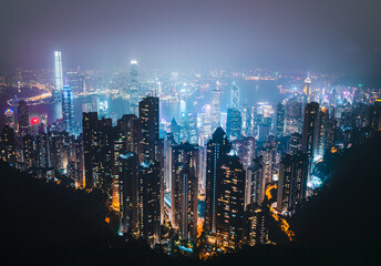 city skyline at night