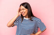 © Asier - Young hispanic woman isolated on pink background joyful laughing a lot. Happiness concept.