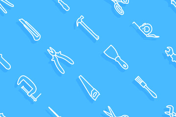 Sticker - Seamless pattern on the theme of tools and repairs.