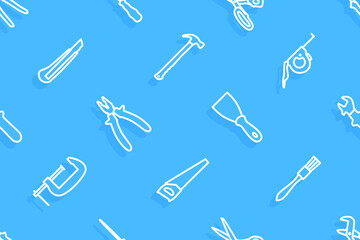 Wall Mural - Seamless pattern on the theme of tools and repairs.