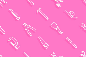 Sticker - Seamless pattern on the theme of tools and repairs.