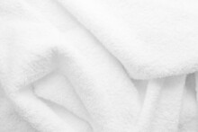 Texture Of White Terry Cloth Close Up. Material For Towel, Blanket