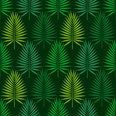 Canvas Print - green palm leaves dark green seamless pattern.