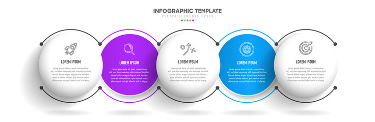 Poster - Timeline infographic design with 5 options or steps. Infographics for business concept. Can be used for presentations workflow layout, banner, process, diagram, flow chart, info graph, annual report.