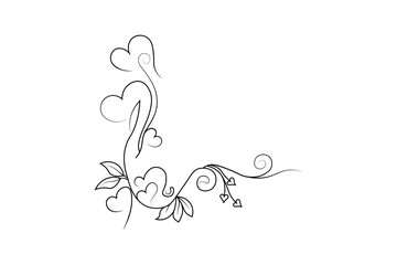 Canvas Print - floral drawing love frame, flower love frame vector