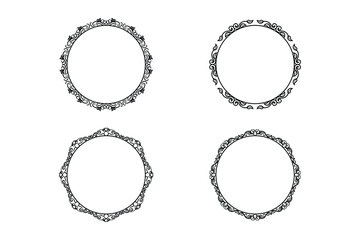 Canvas Print -  floral circle frame ,flower outline frame vector set