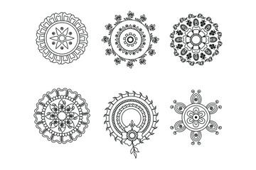 Wall Mural - mandala outline hand drawing vector set