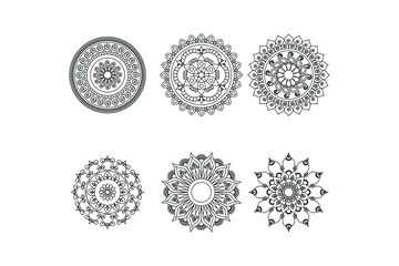 Wall Mural - mandala outline hand drawing vector set