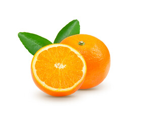 Navel orange on white background