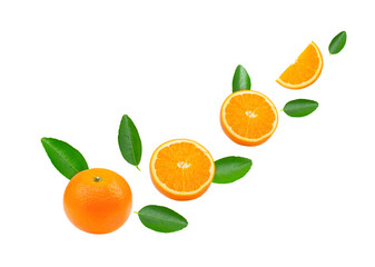 Wall Mural - Navel orange on white background