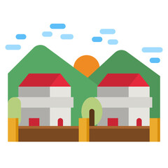 Sticker - village flat icon