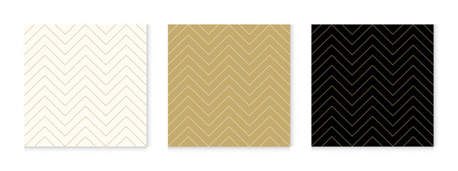 Aufkleber - Gold background pattern seamless geometric line abstract luxury design vector.Wave zig zag pattern.