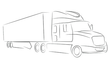 Wall Mural - Vector Illustration of big american truck. skecthTruck, truck isolated on white background